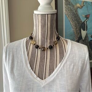 Tourmaline Hematite Crystal Bead Choker Necklace black gold OOAK Artist Made